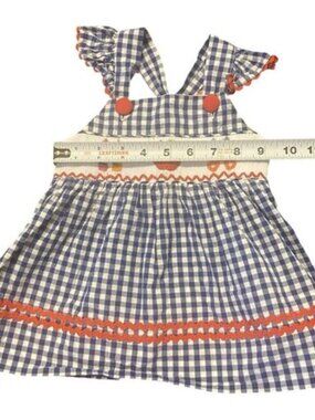 The Smocking Bug Girls Blue White Red Check Back To School Dress‎ Size 18M